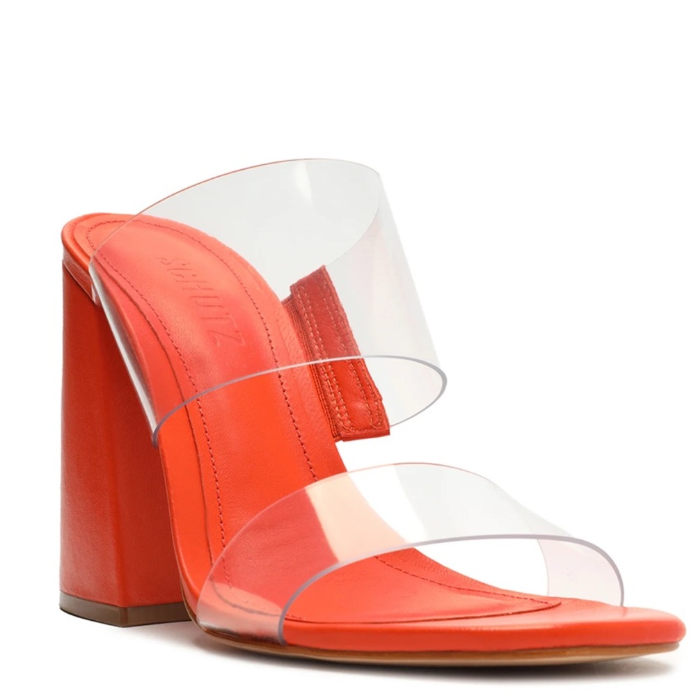 SCHUTZ Orange Clear-Strap Block Heel Sandal